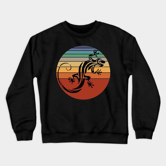 Retro 80s Tropical Sun Vaporwave Summer Cute Lizard Crewneck Sweatshirt by iZiets